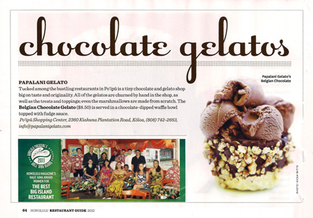 Honolulu Magazine Article Small Honolulu Magazine article featuring Papalani Gelato